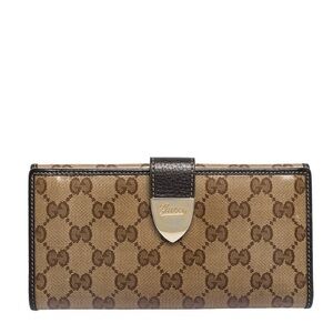 Gucci Brown GG Crystal Coated Canvas and Leather Continental Wallet